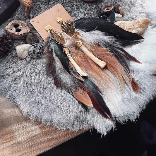 Golden Hamsa Feathers N Bone