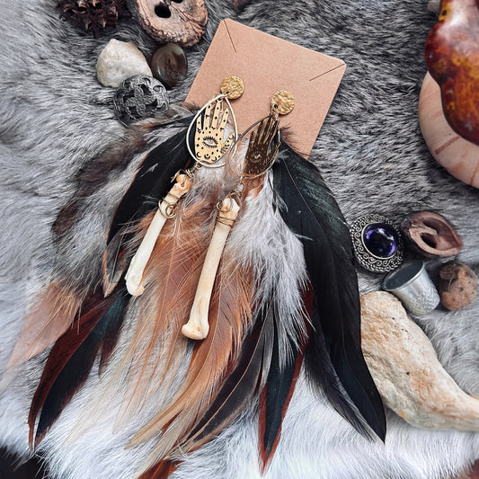 Golden Hamsa Feathers N Bone